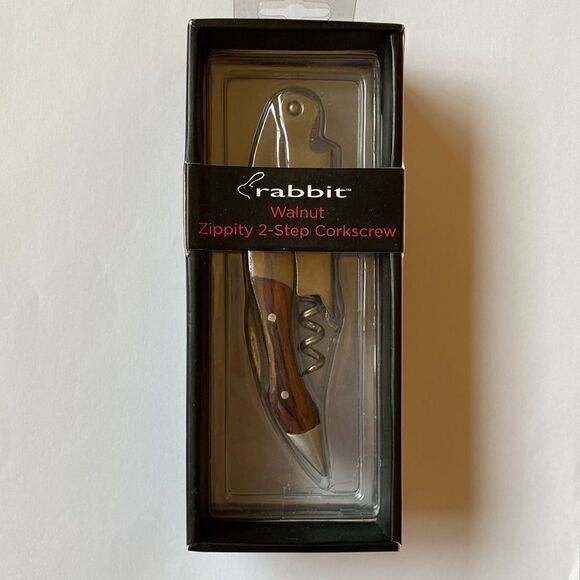 New In Box Rabbit Walnut Zippity 2-Step Corkscrew - Picture 2 of 7